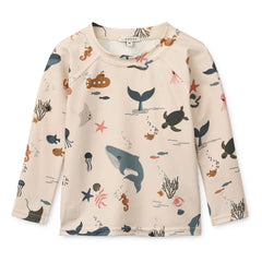 Liewood - Noah Fish UV-Protective T-Shirt Made from Recycled Fibers | Beige