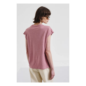 Pomandère - Pamuk ve Keten Jersey Tişört | Mauve