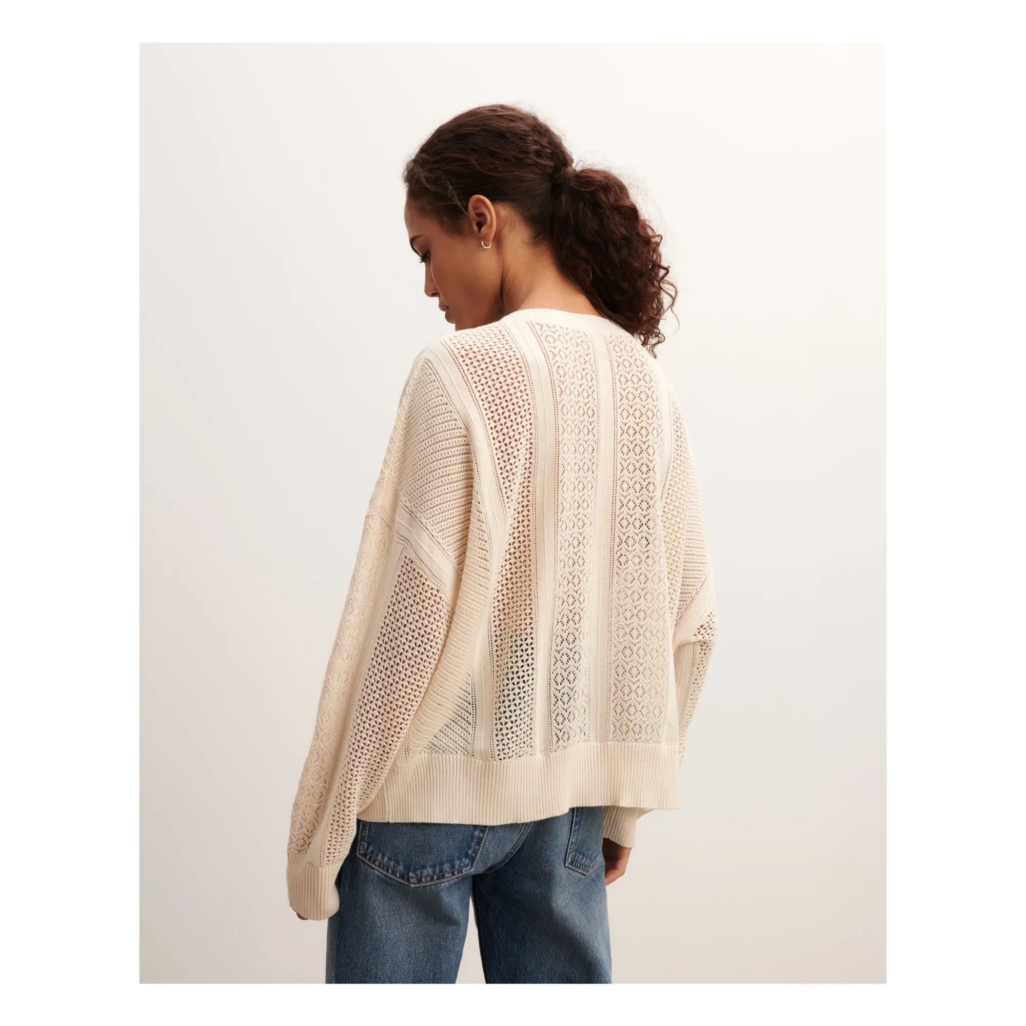 Bompard - Oversized Patchwork Pointelle Silk and Cashmere Sweater | Natural