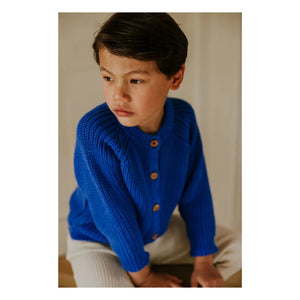 Yuki - Organic Cotton Raglan Cardigan | Electric Blue