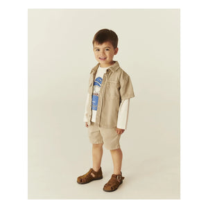 Copenhagen Colors - Organic cotton twill hemline shorts | Beige