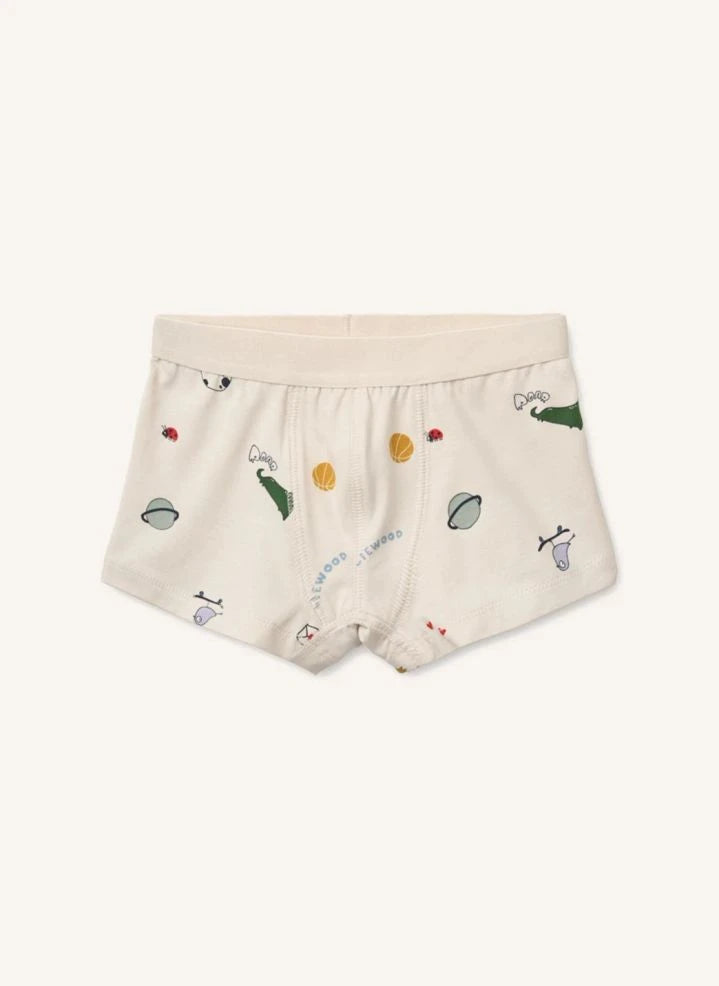 Liewood - 3er Set Marvin Dinosaurier Organische Baumwolle Boxer Slips | Beige