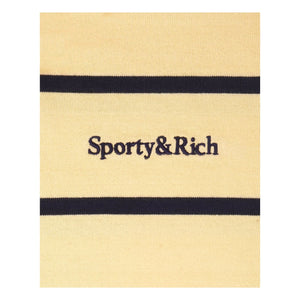 Sporty & Rich - Polo Ragbi Serif Logo Çizgili | Soluk Sarı