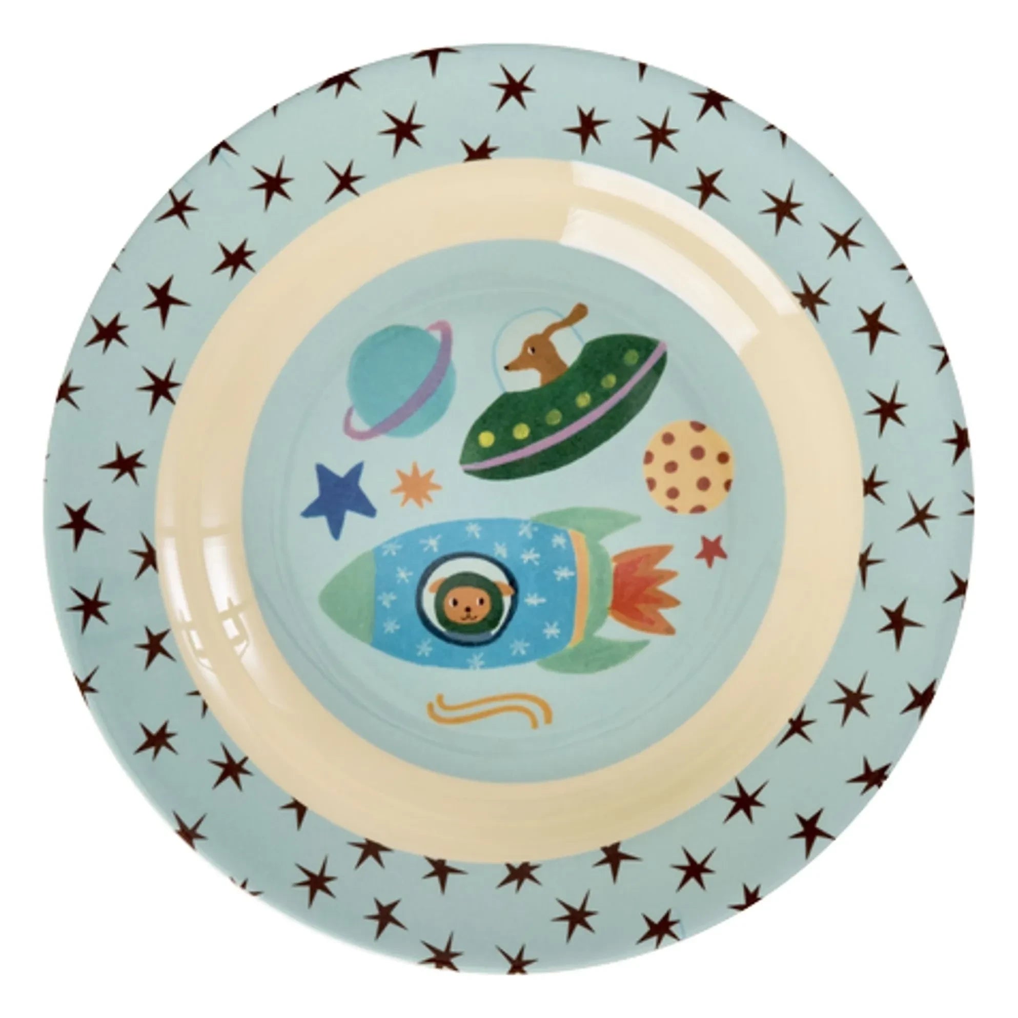 Rice - Chiens de l'Espace Melamin Suppenteller | Blau