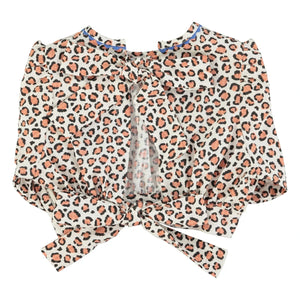 Piupiuchick - Organik Pamuk Leopar Crop Bluz | Ekru