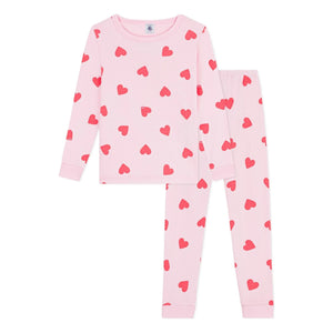 Petit Bateau - Heart Patterned Tailored Pajamas | Pink