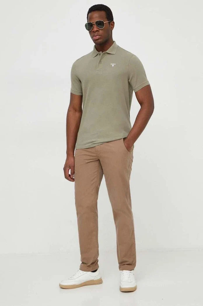 Barbour yakalı erkek pamuklu tişört ESSENTIALS