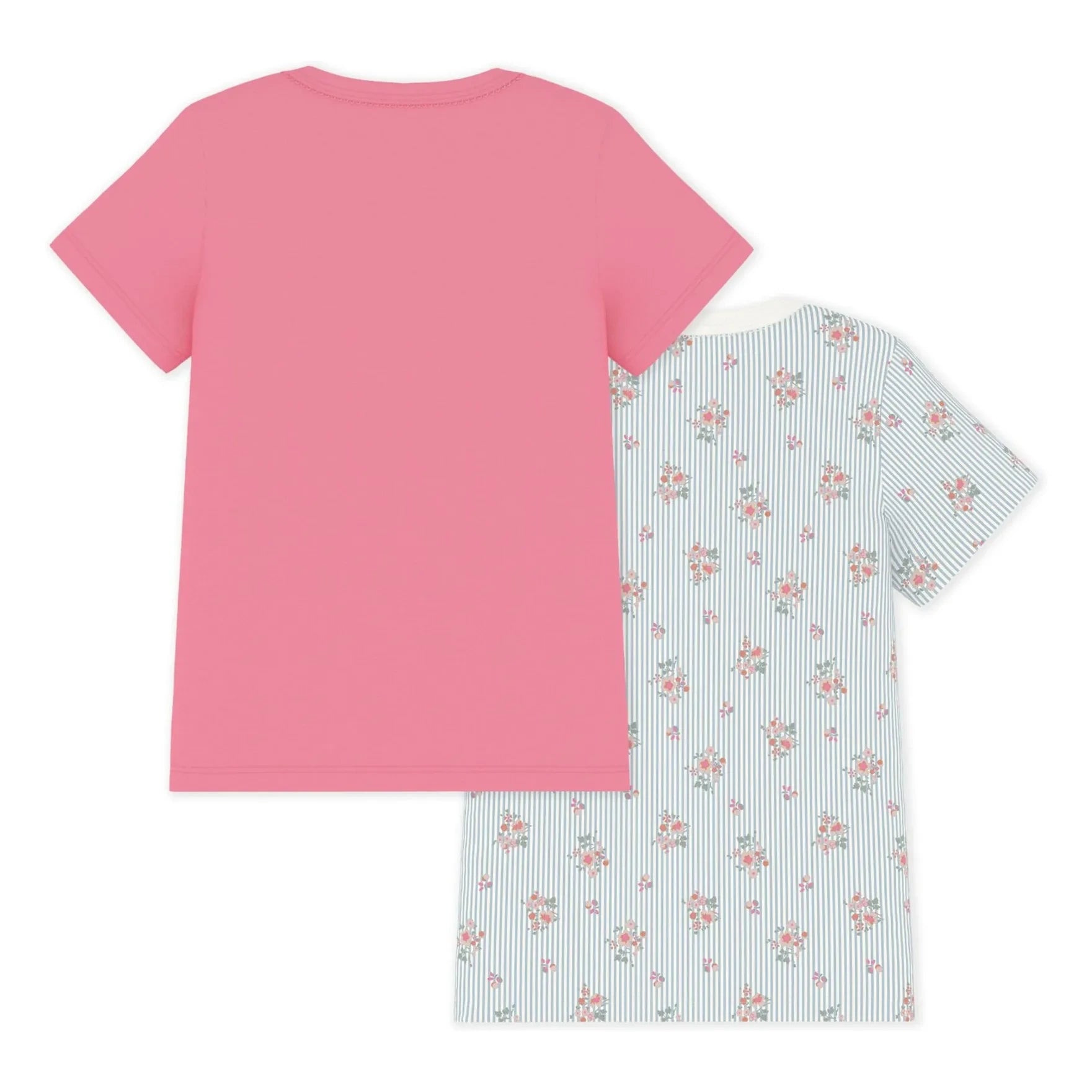 Petit Bateau - Batch 2 T-Shirts mit Blumenmuster | Rosa