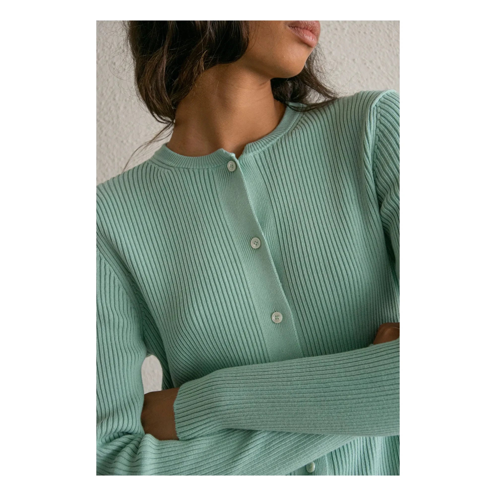 THEAVANT - Saint Etienne Ribbed Cardigan | Greenish Blue