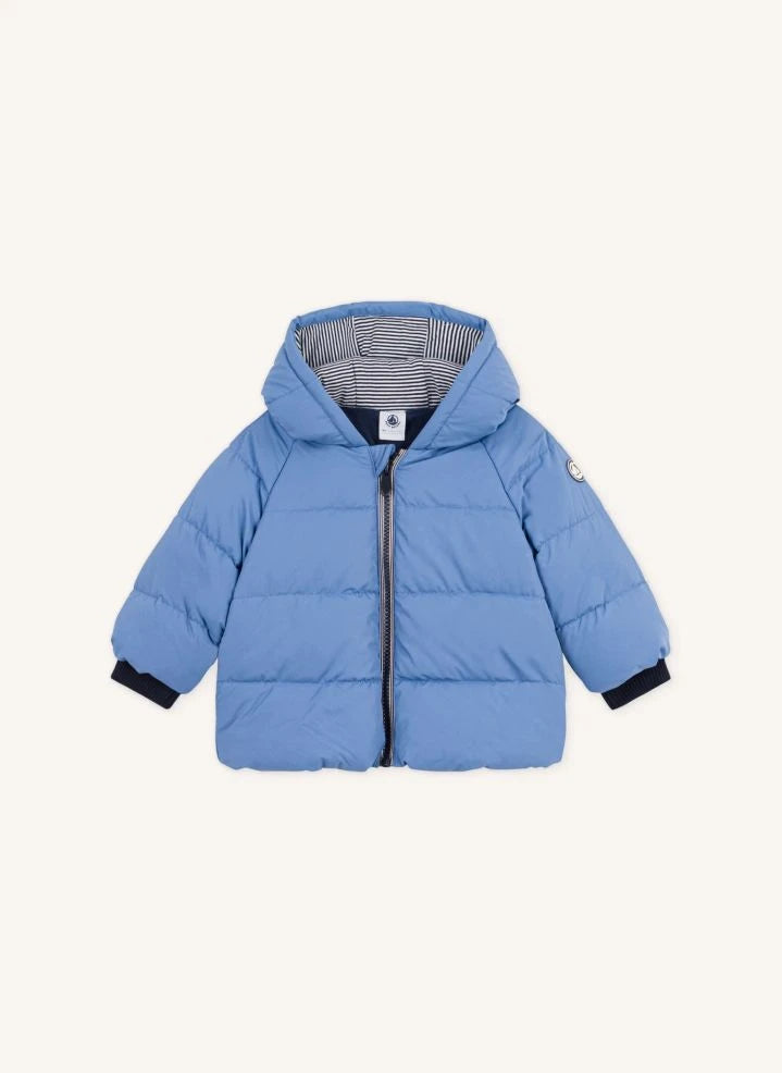Petit Bateau - Düz Bebek Kaz Tüyü Mont | Mavi