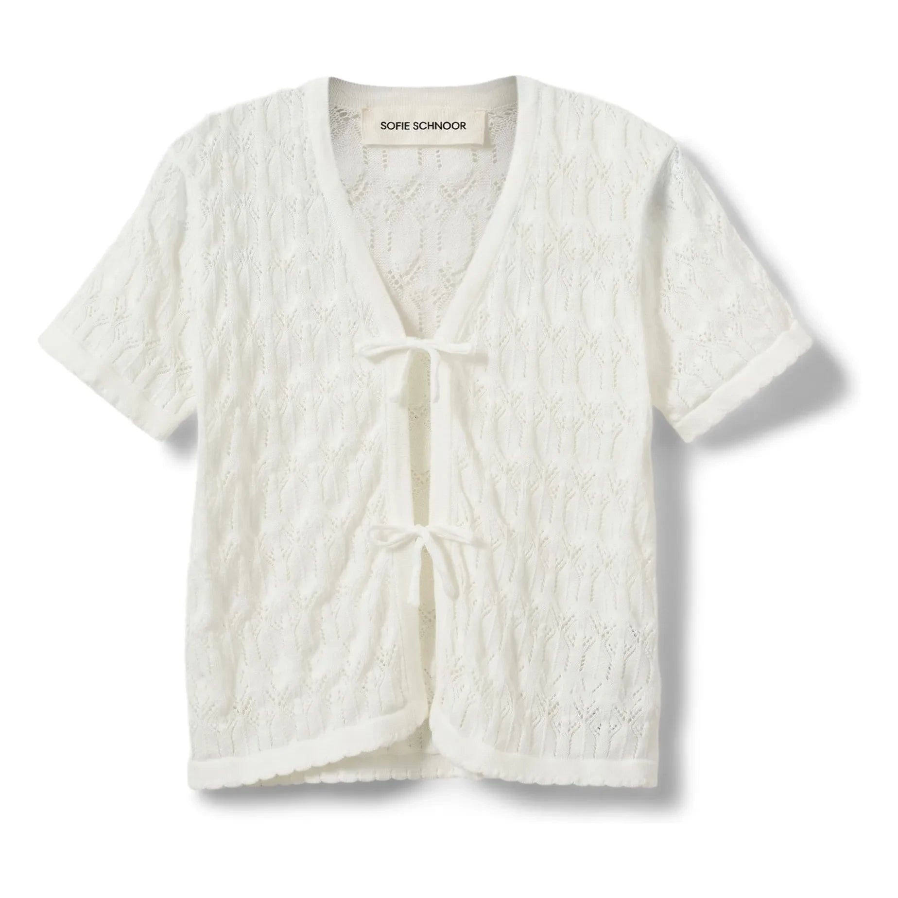 Sofie Schnoor - Floriana Short Sleeve Tie Cardigan | Off-White