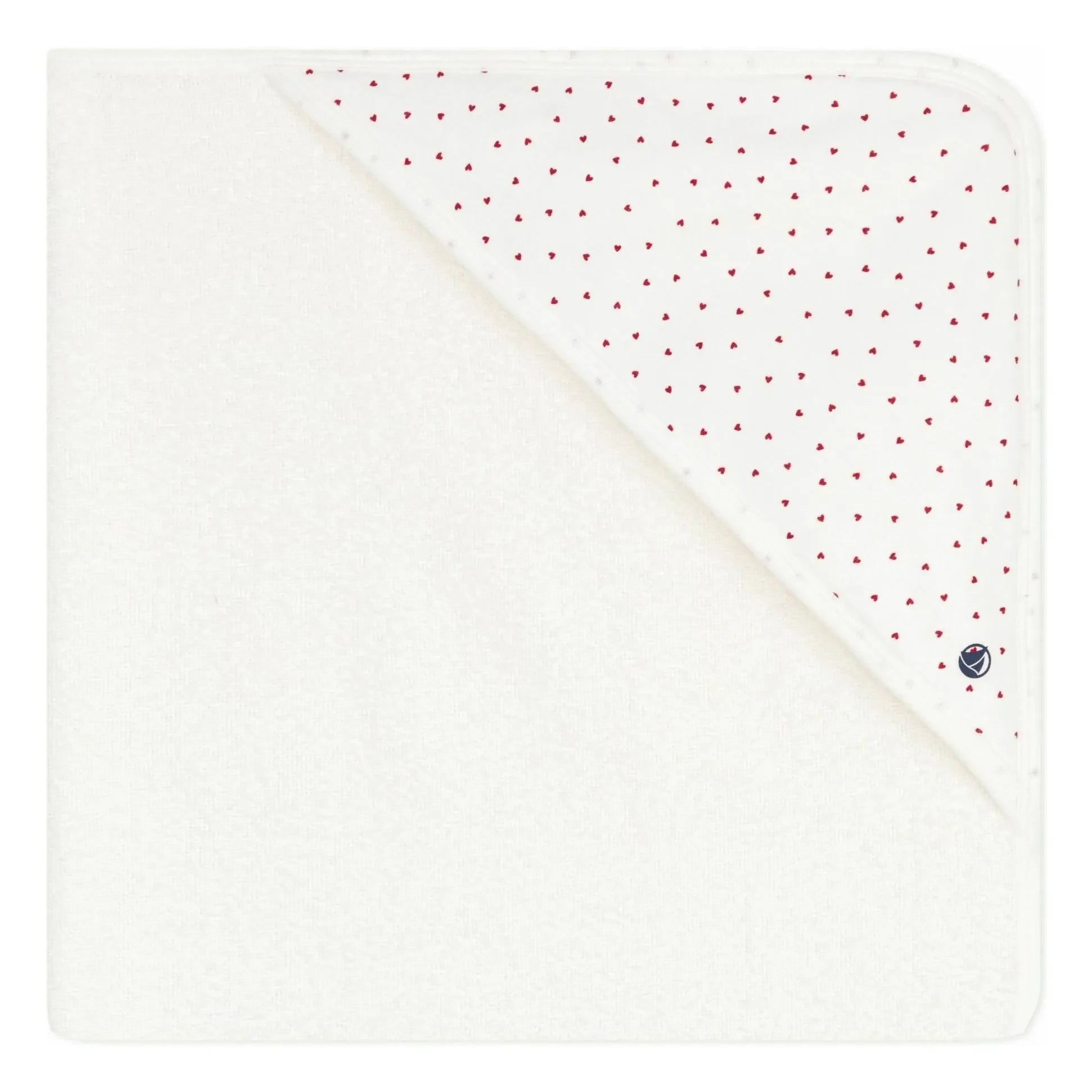 Petit Bateau - Kalp Desenli Banyo Pelerini | Beyaz