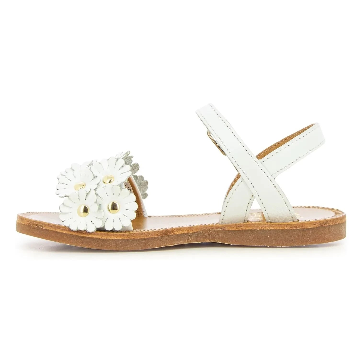 Pom d'Api - Plagette Multi Flo sandaletler | Beyaz saten