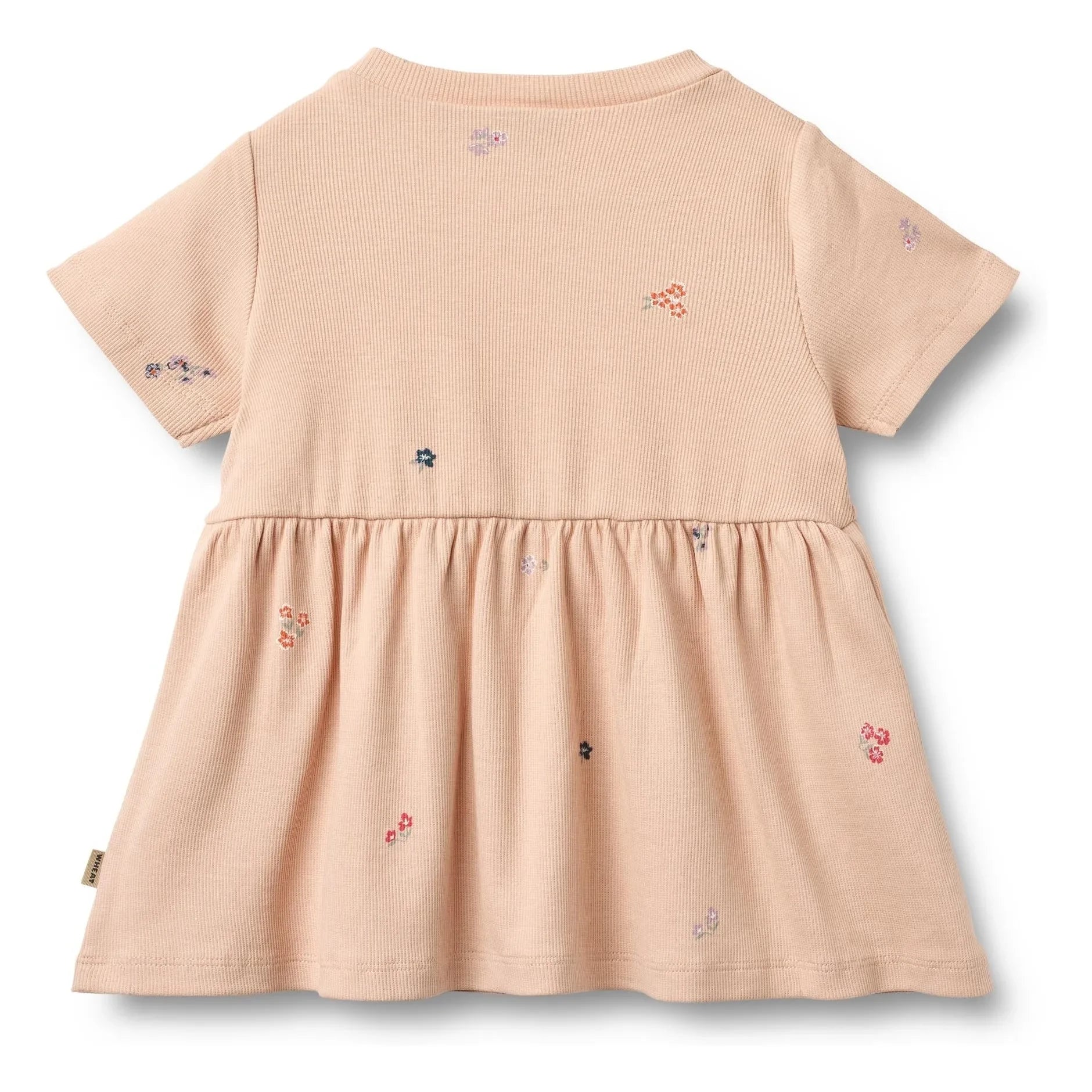 Wheat - Anna Flowers Jersey Elbise Organik Pamuk | Şeftali