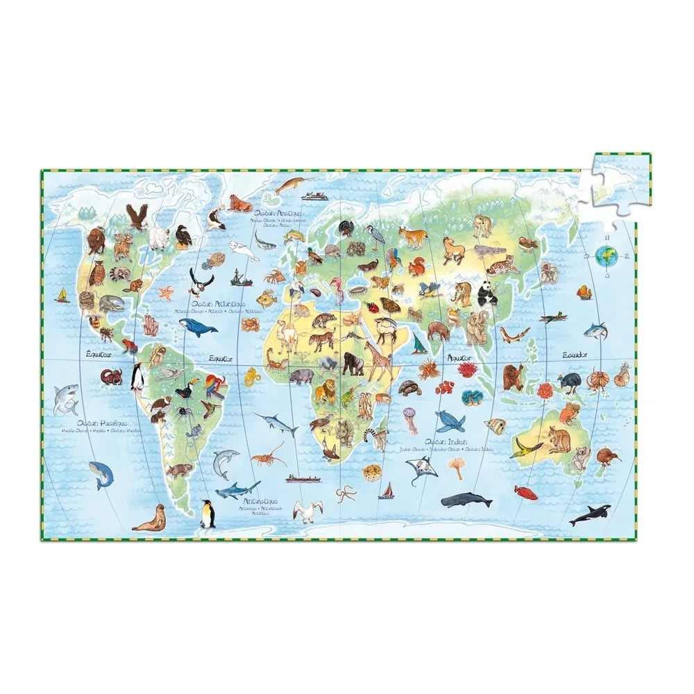 Djeco - Puzzle of the Animals of the World and Booklet
