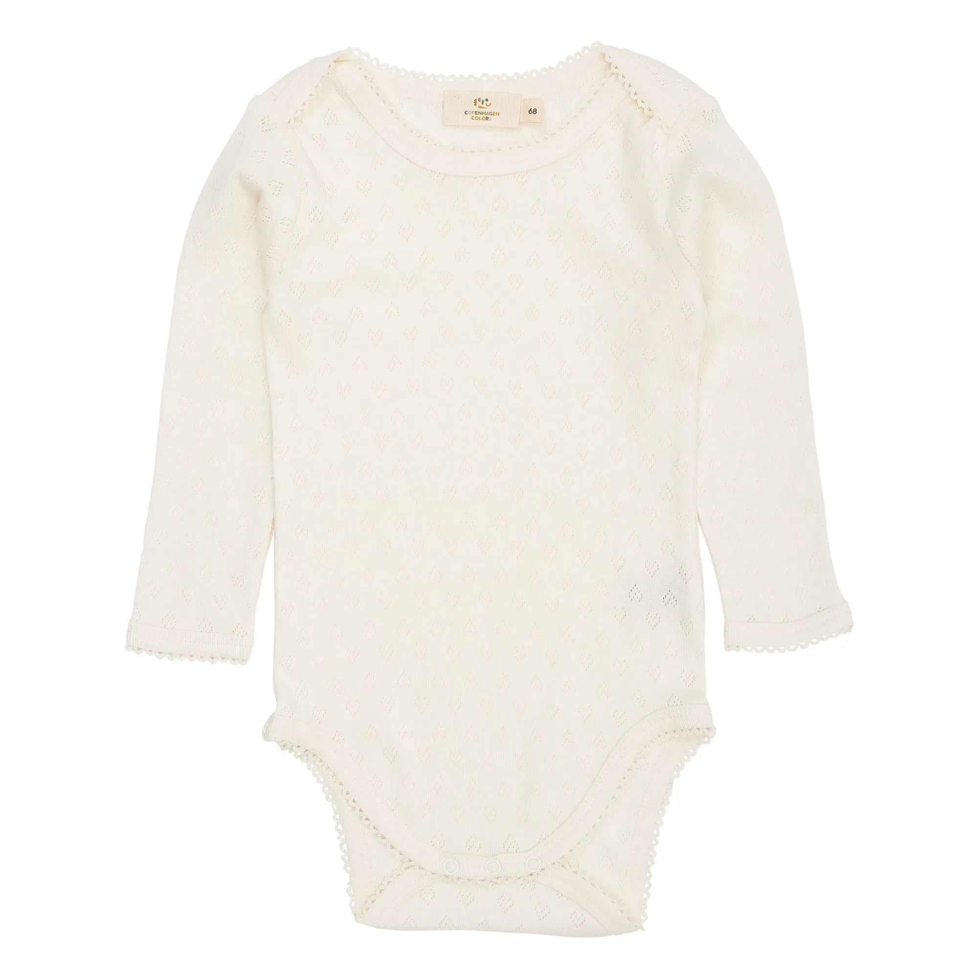 Copenhagen Colors - Kurzarm Body Pointelle Herzen Bio-Baumwolle | Creme