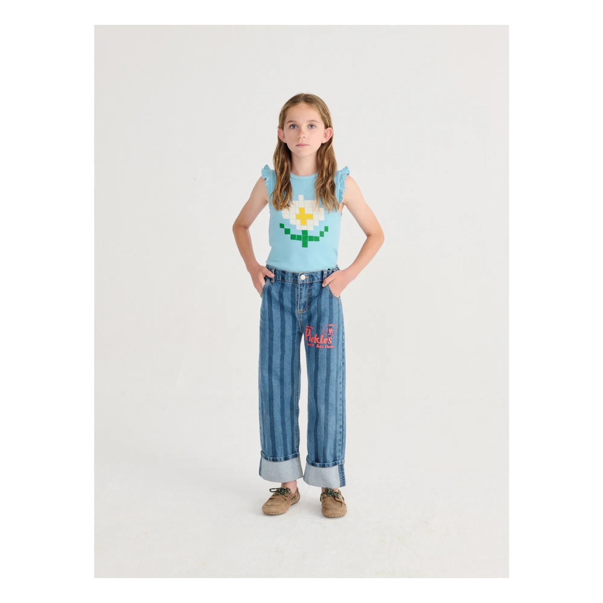 Bobo Choses - Marguerite organic cotton ruffle tank top | Light blue