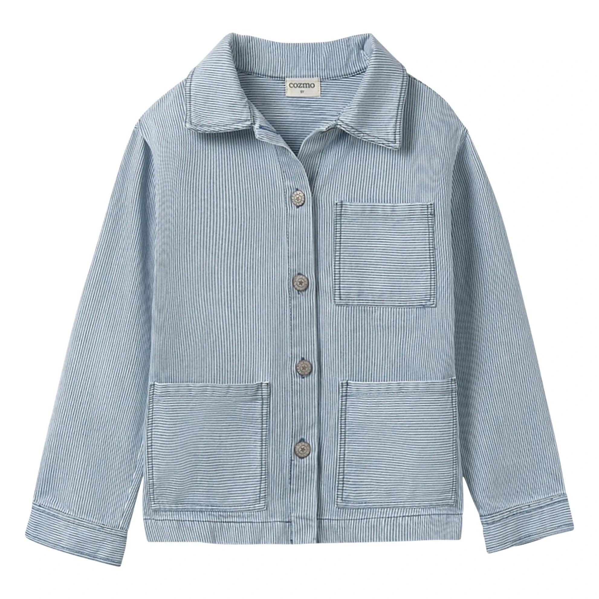 Cozmo - Denim Ridge Çizgili Overshirt | Açık Mavi