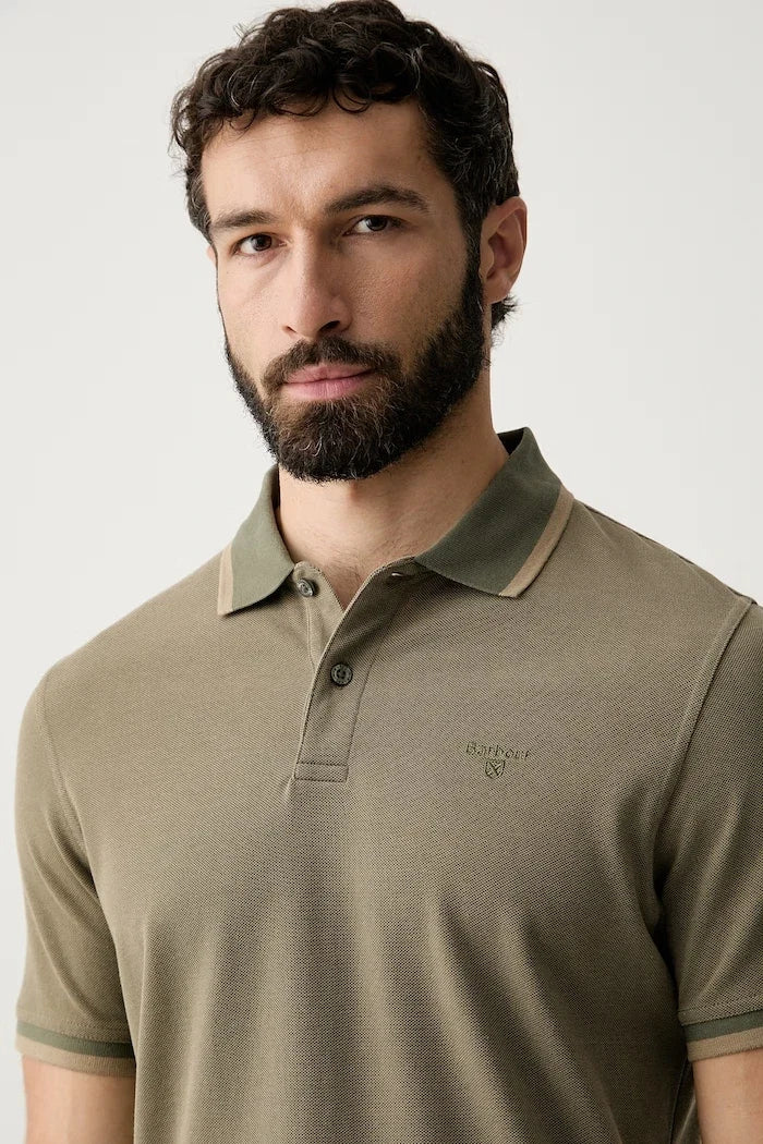 Barbour erkek pamuklu yakalı tişört Bernard