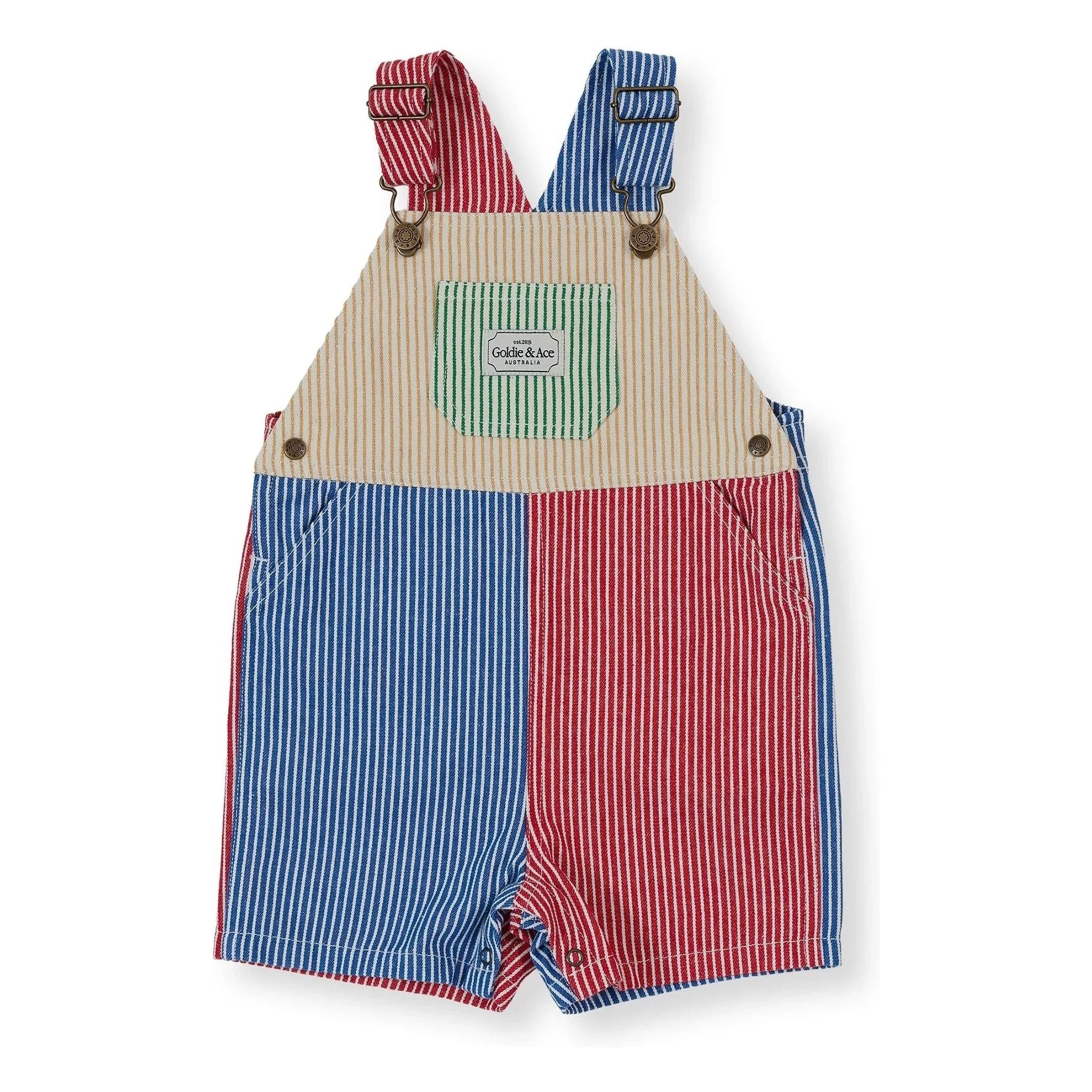 Goldie + Ace - Striped Patchwork Short Jumpsuit | Red