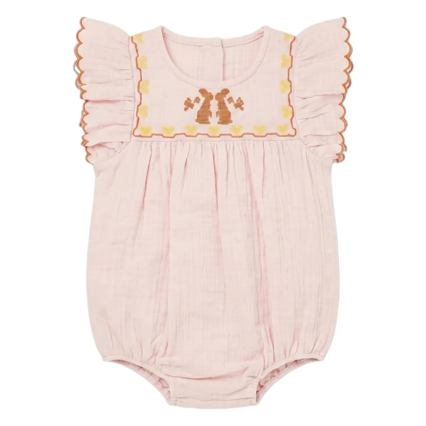 Editions Aimable - Brown Romper | Dragée Pink Gauze