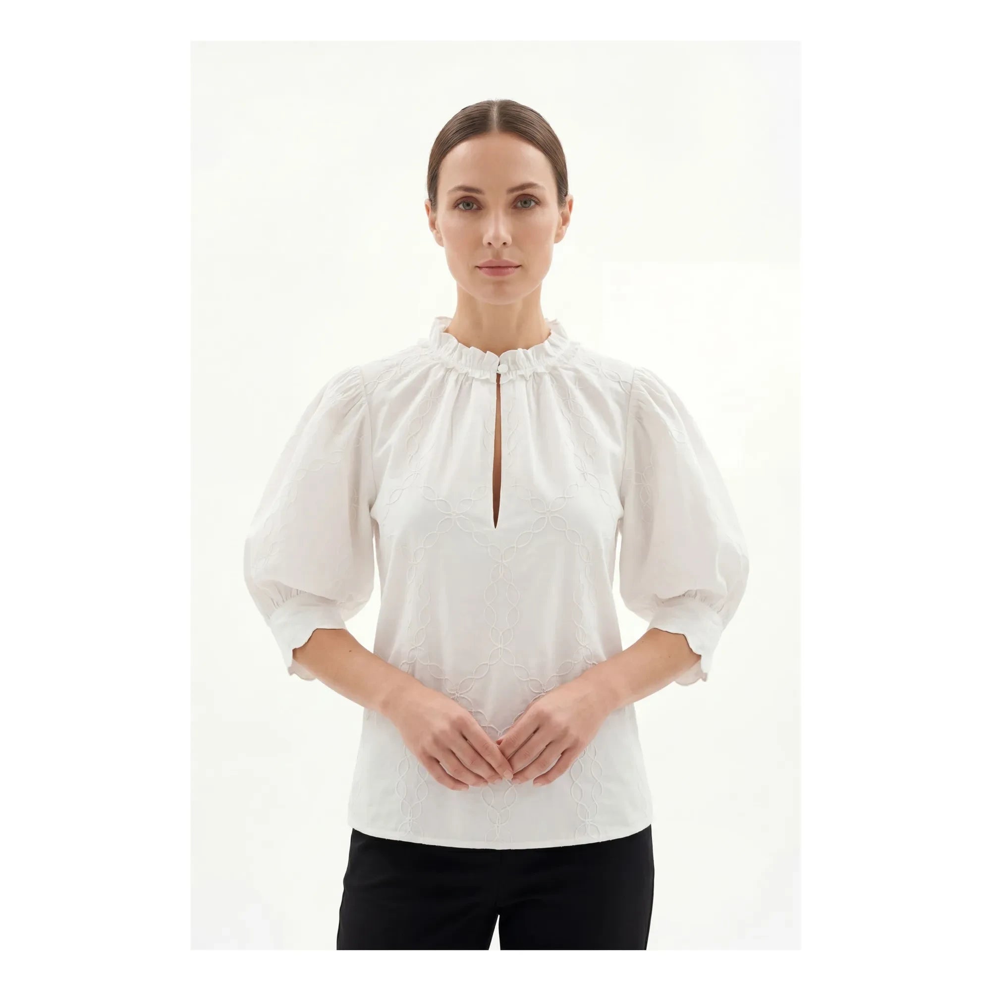 BELLEPIECE - Belem bestickte Baumwollbluse | Weiß