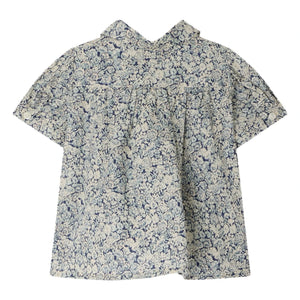 Bonpoint - Claudine Yaka Laurencia Fleurie Bio-Baumwollbluse | Preußisch Blau
