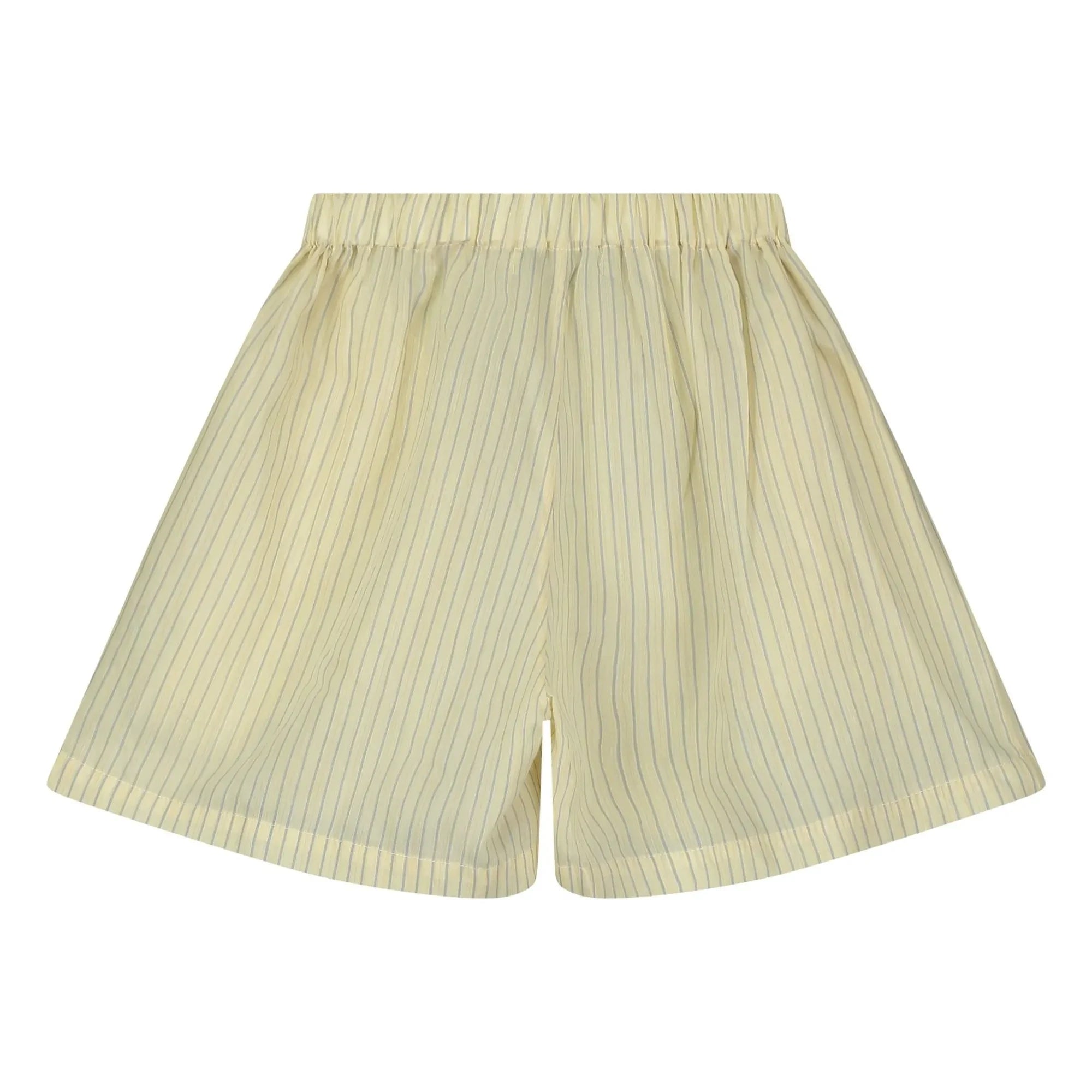 Tangerine - Gestreifte weite Shorts mit Gummibund | Blassgelb