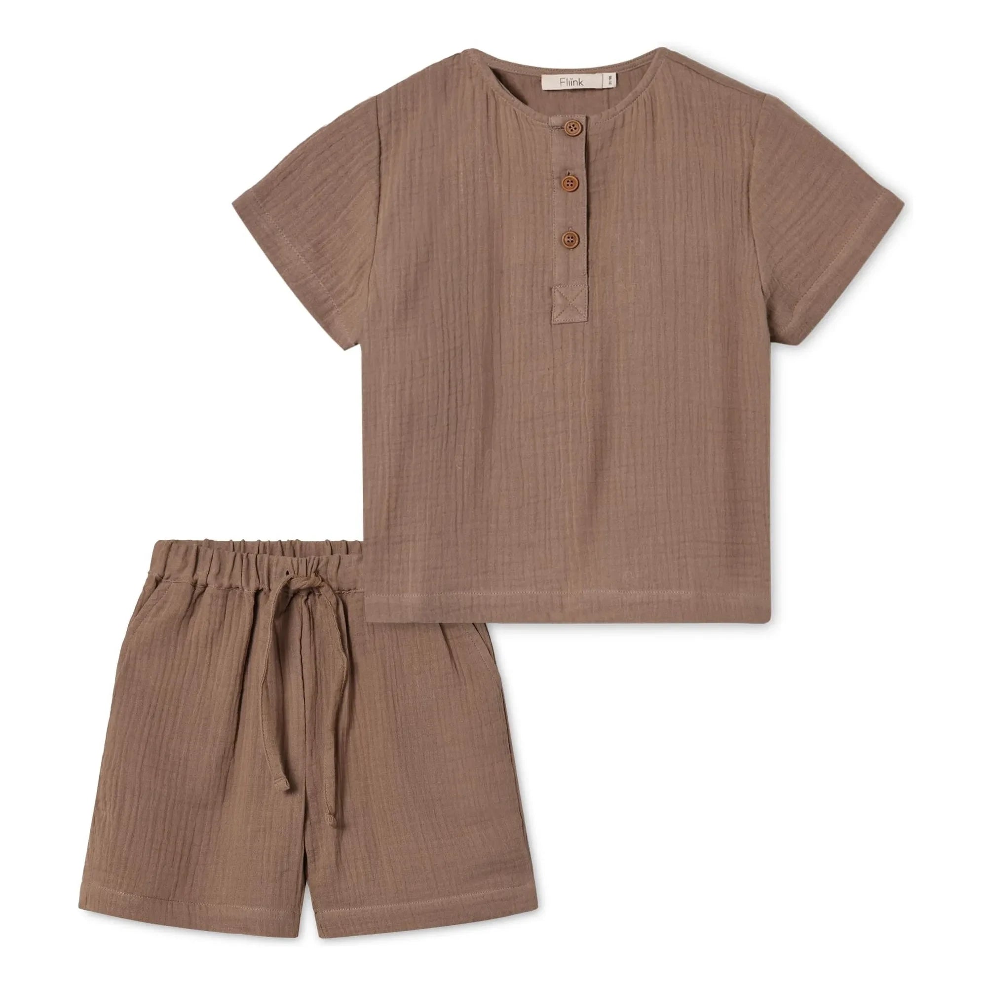 Fliink – Bluse und Shorts Cha Cha Set | Braun
