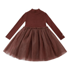 Donsje - Lotus Vestido de Doble Material | Chocolate
