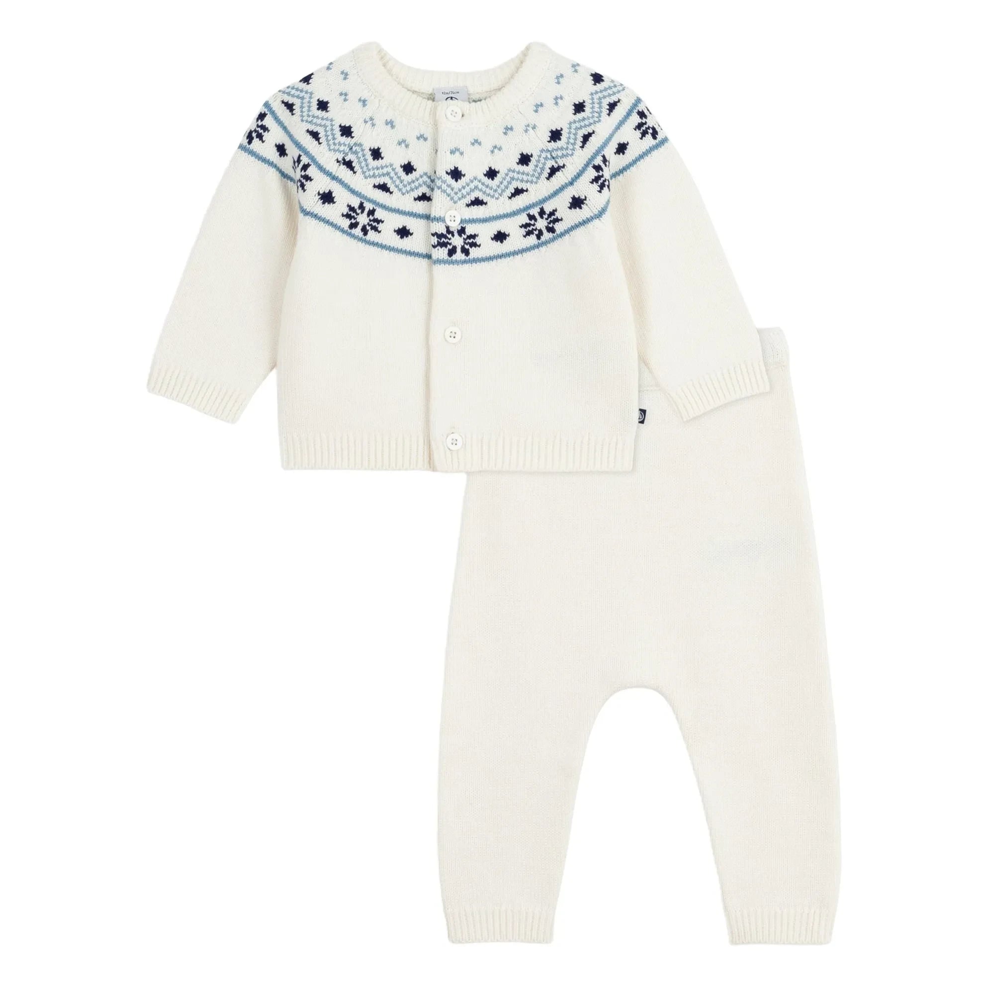Petit Bateau - Wool Cardigan and Pants Set | Ecru
