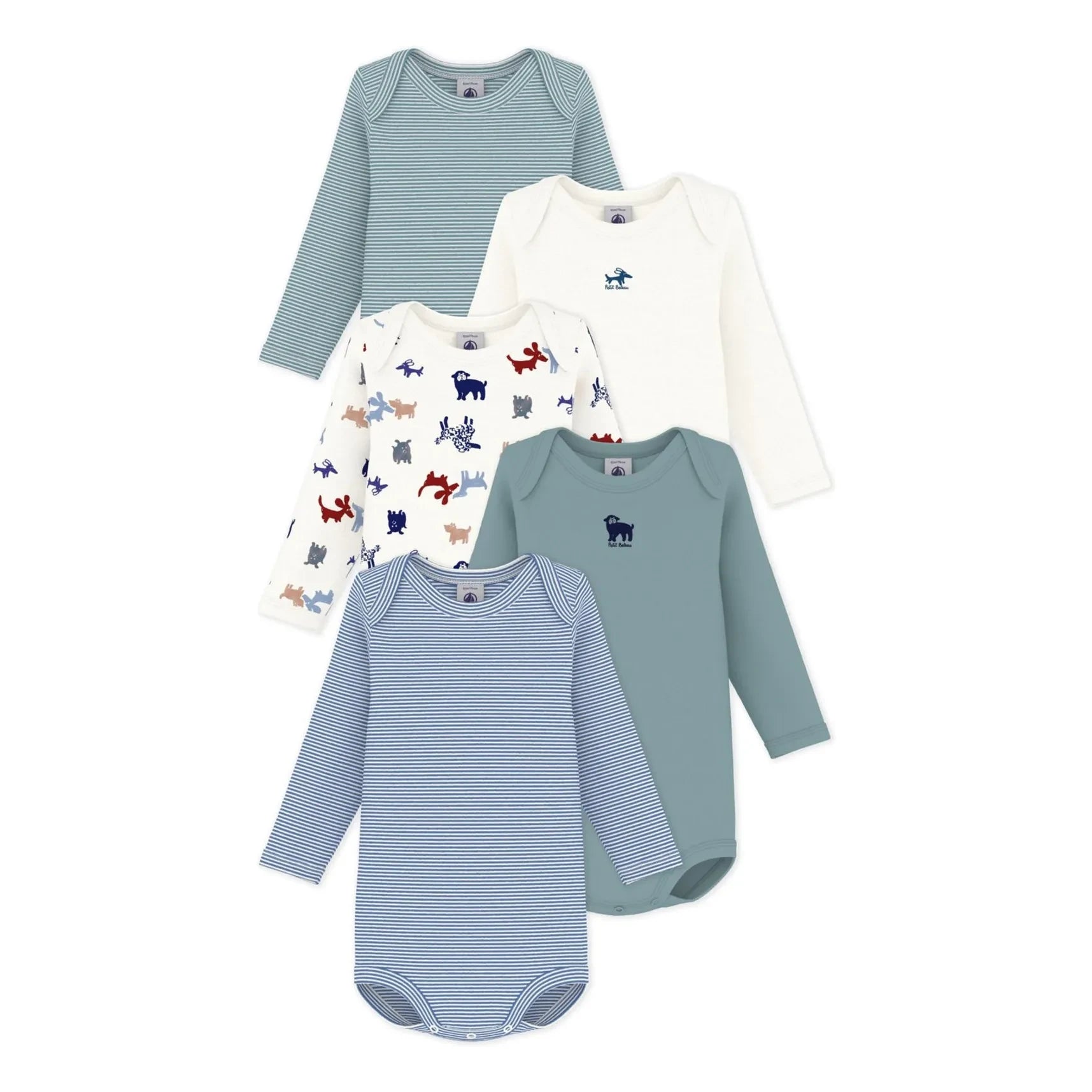 Petit Bateau - 5'li Organik Pamuk Köpek Bodyleri | Yeşil