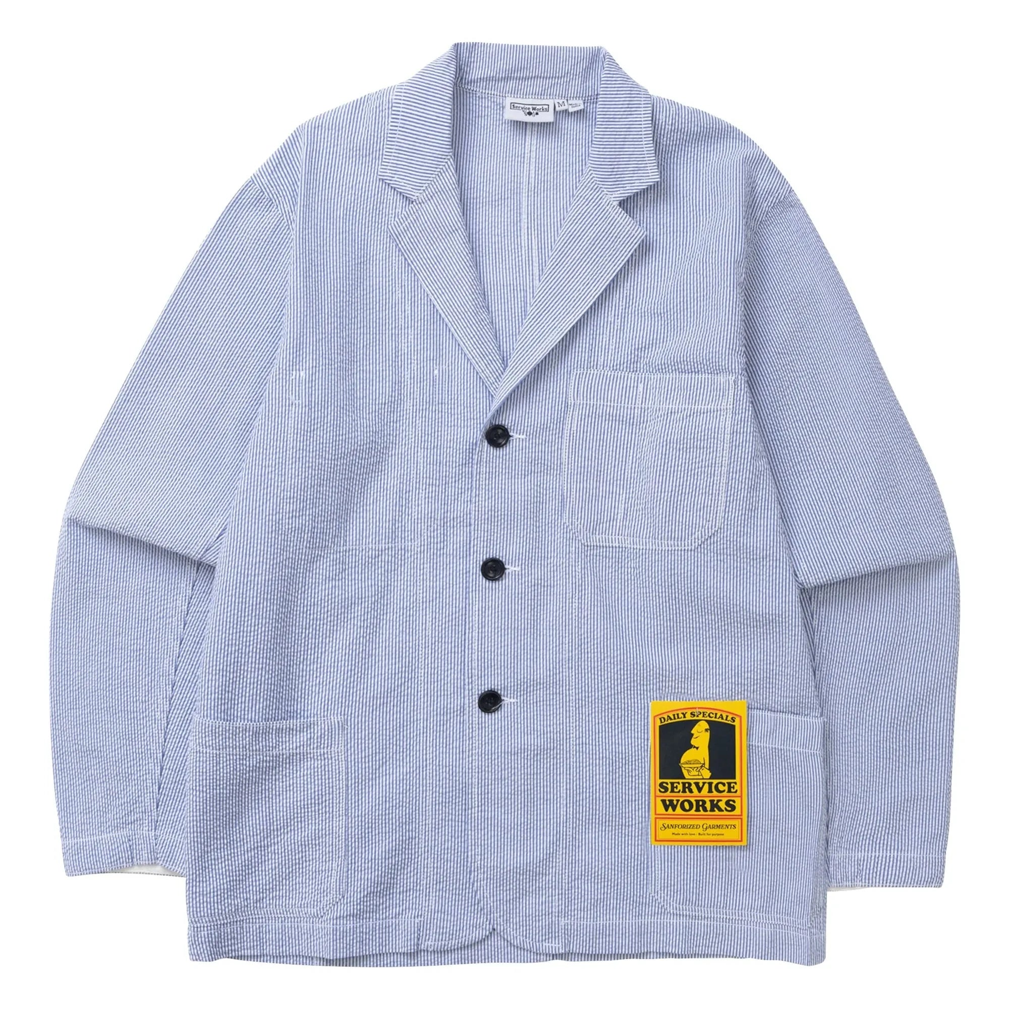 Service Works - Seersucker Gestreifte Jacke | Hellblau
