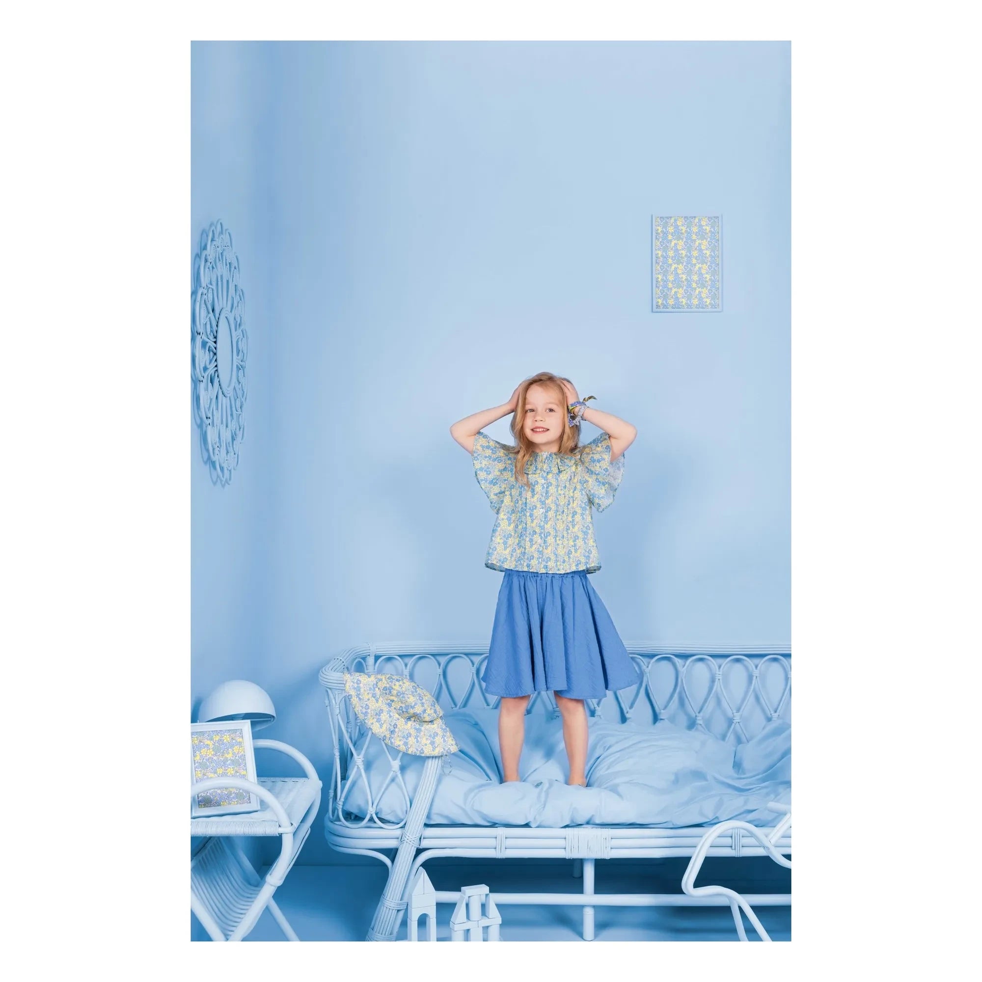 Bonton - Bluz Claudine Yaka Nancy Çiçekli | Mavi