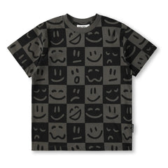 Molo – Riley Emotion Damier T-Shirt aus Bio-Baumwolle | Schwarz