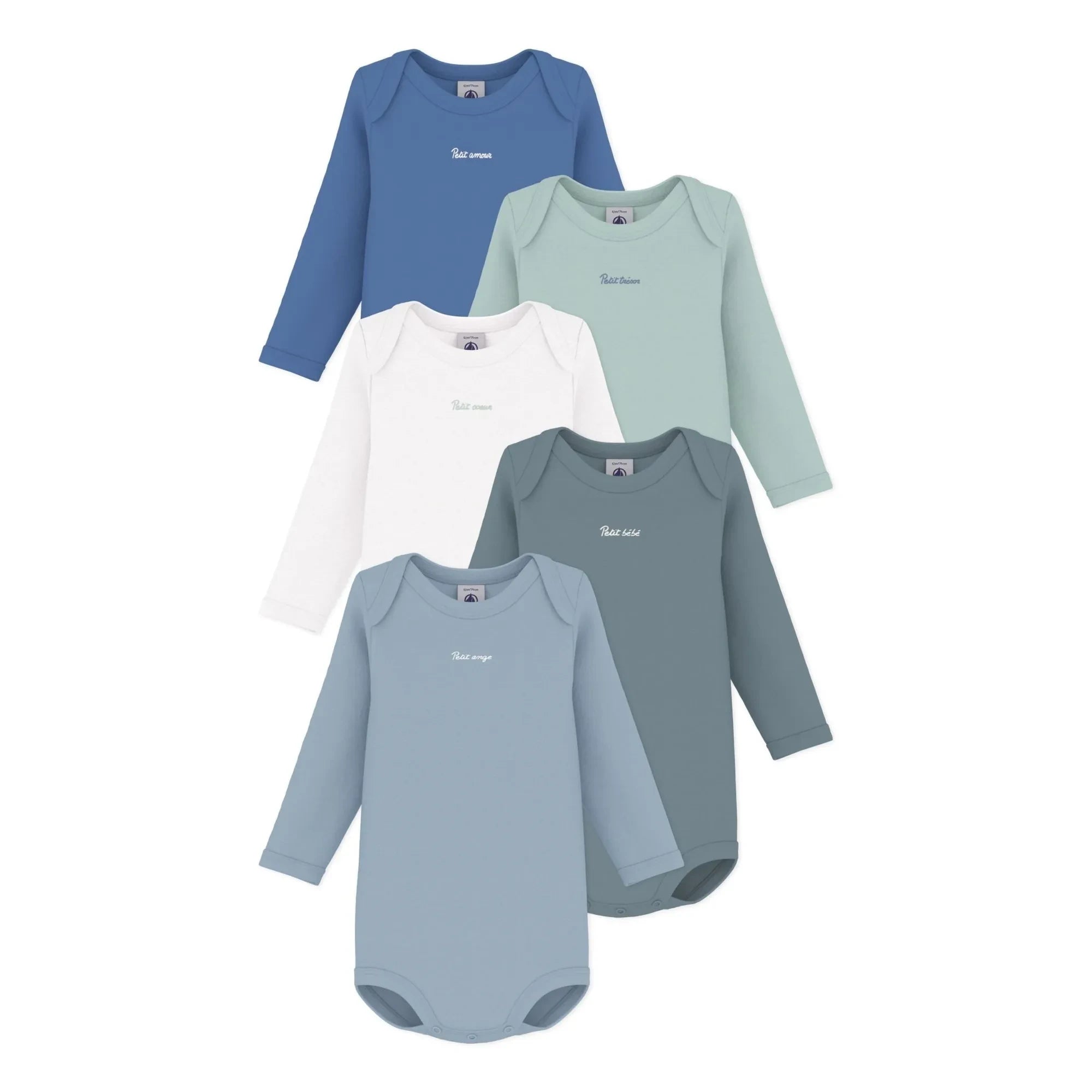 Petit Bateau - 5'li Petit Coeur Organik Pamuklu Body Seti | Mavi
