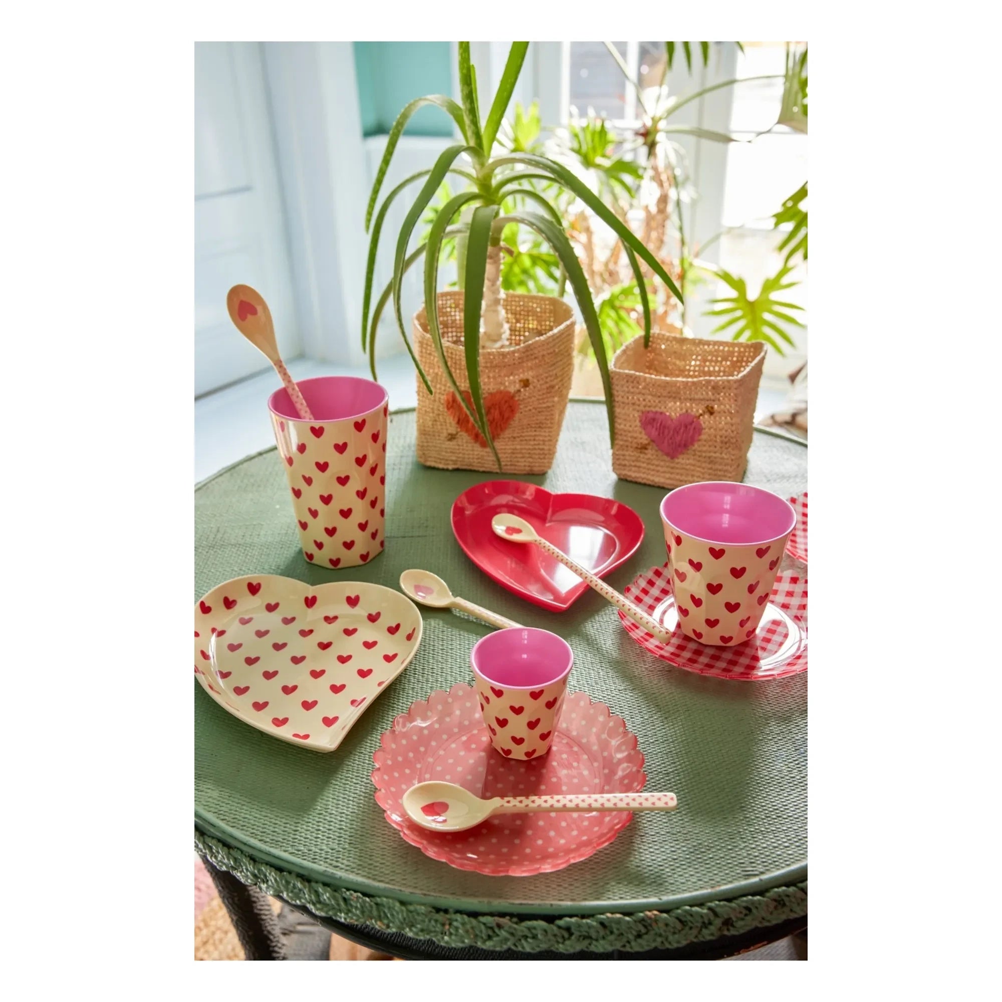 Rice - Melamin tabak Hearts | Krem