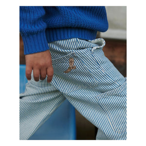 Copenhagen Colors – Gestreifte Cargo Hose aus Bio-Baumwollgabardin | Blau