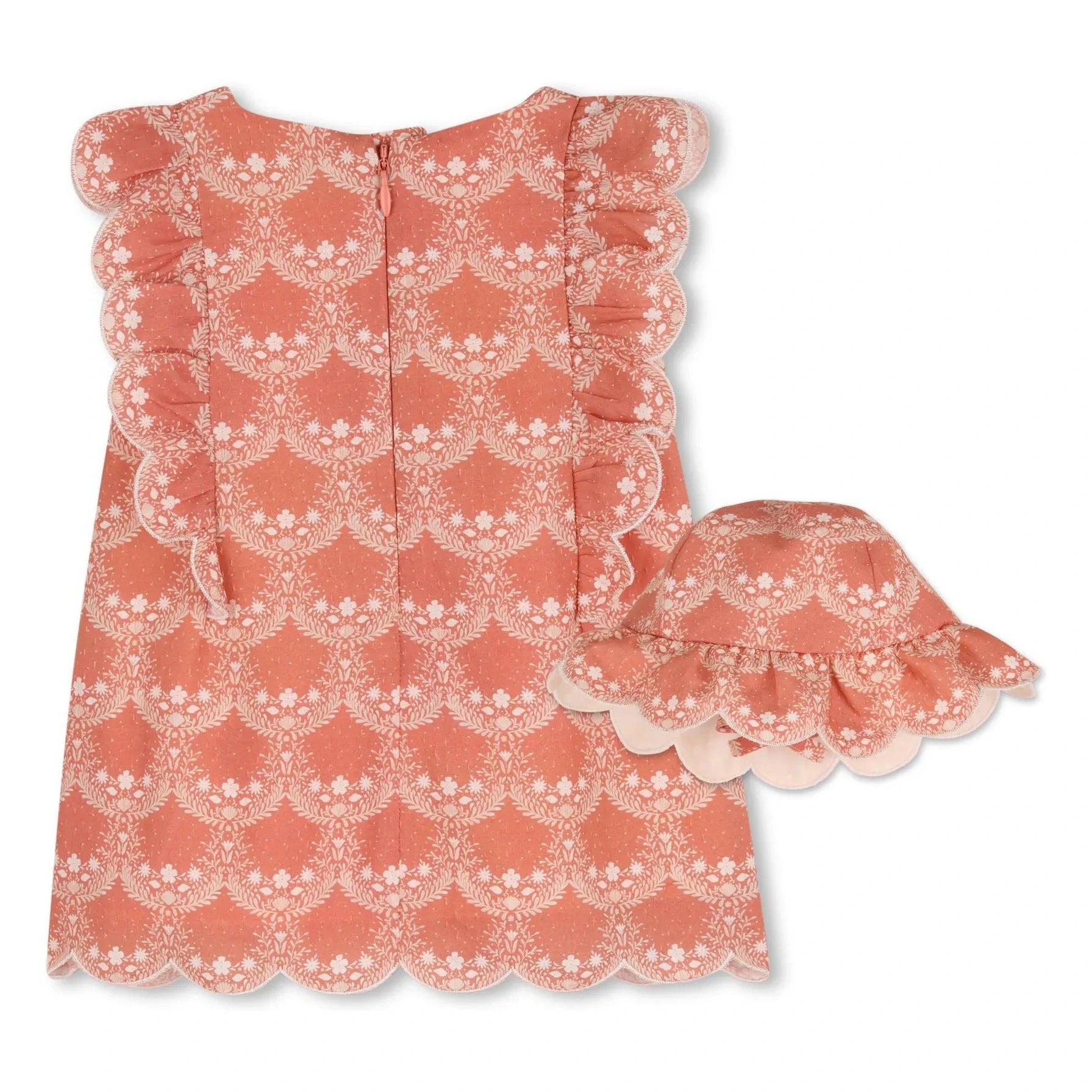 Chloé - Set aus Kleid und Hut aus Bio-Baumwolle | Pfirsich