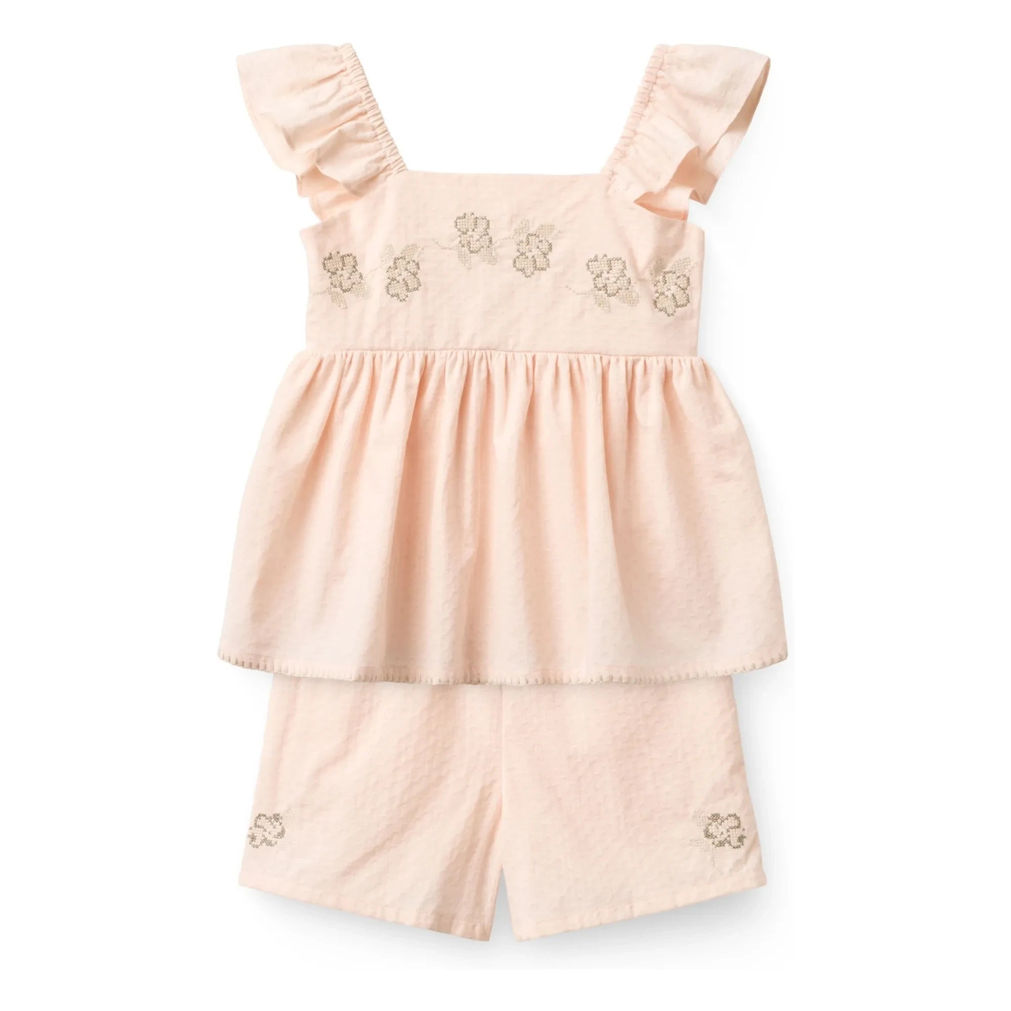 Copenhagen Colors - Organic Cotton Striped Summer Top and Shorts Set | Lychee Pink