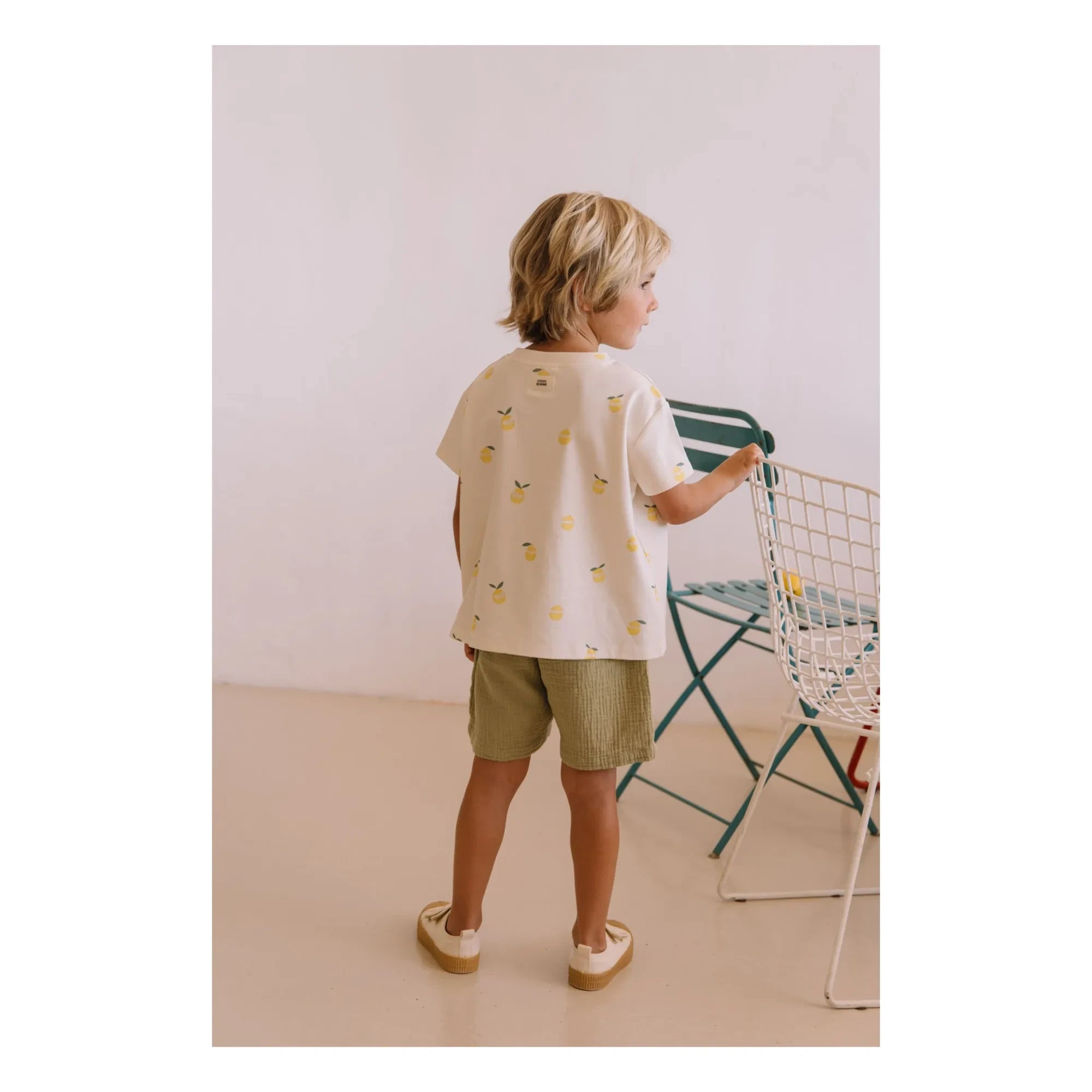 Studio Bohème - Basile Waffle Bermuda Organic Cotton Gauze Cloth | Khaki