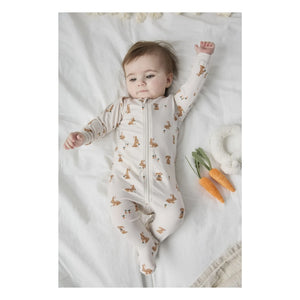 Petit Lem - Organik pamuk ve modal pijama, tavşan patili | Bej
