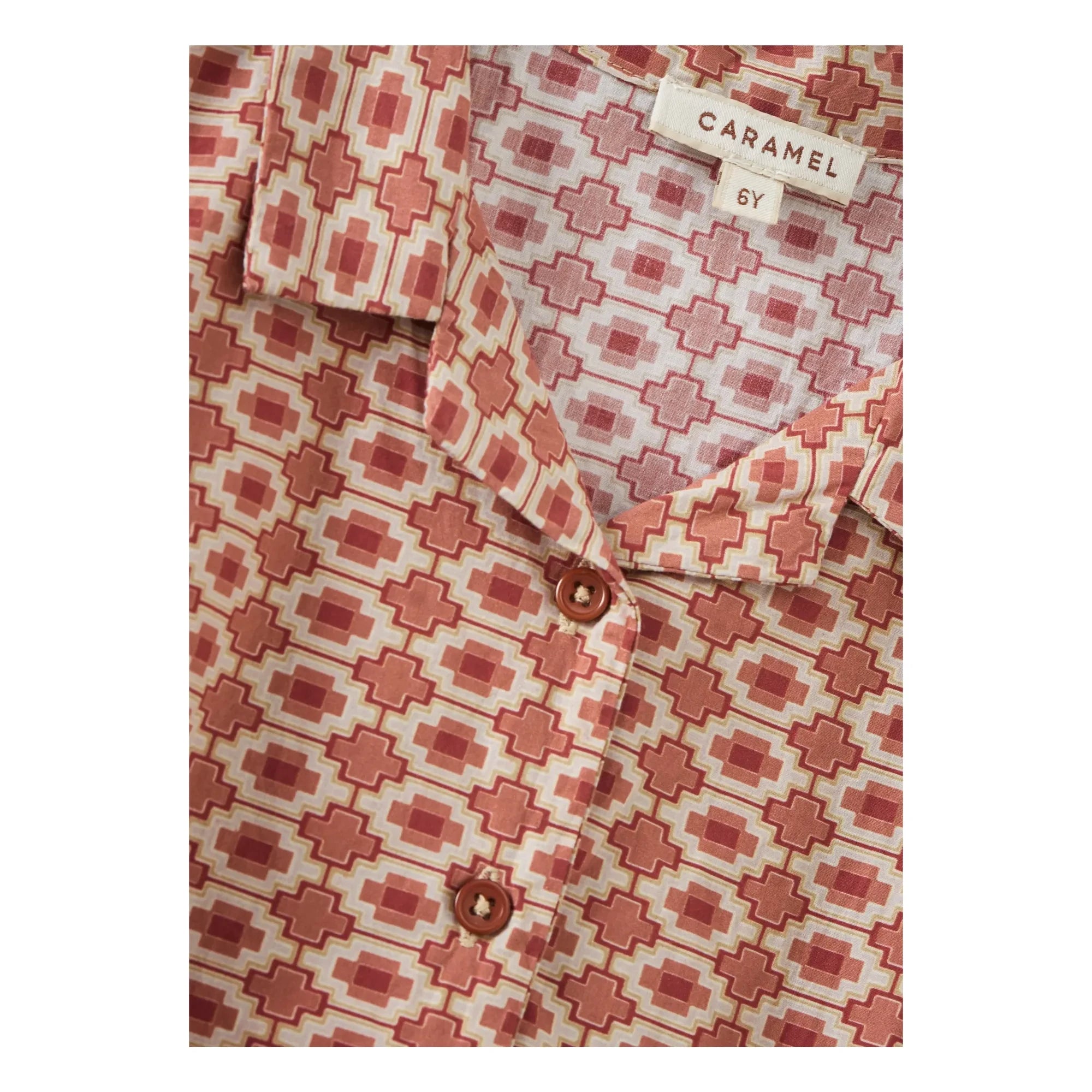 Caramel – Geometrisches Bambushemd | Ziegelrot