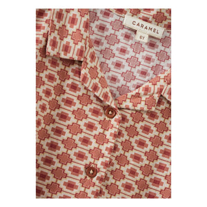 Caramel – Geometrisches Bambushemd | Ziegelrot