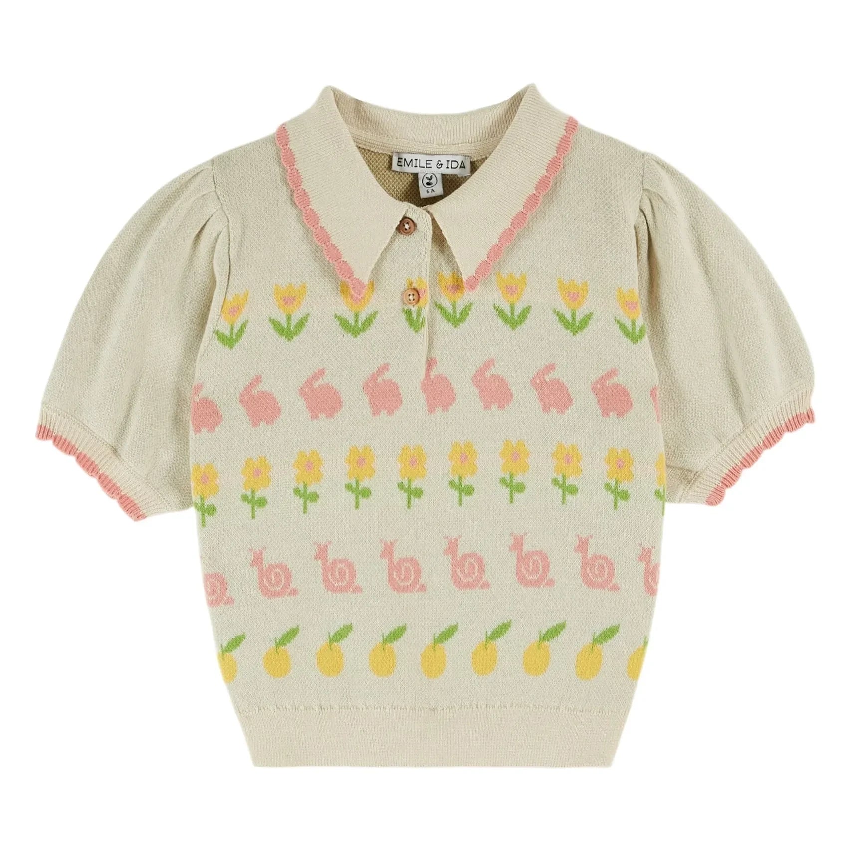 Emile et Ida - Polo Hasen Bio-Baumwoll-Strick | Beige