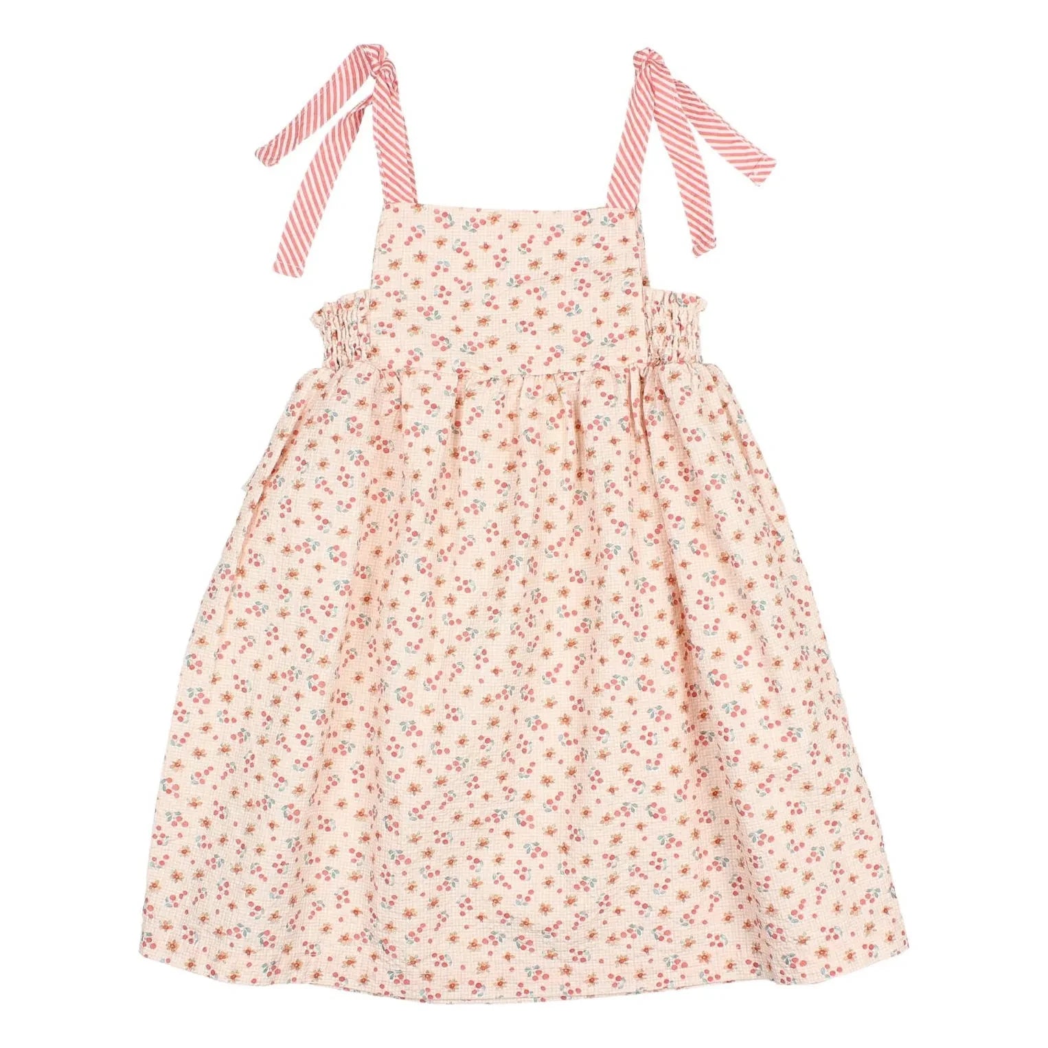 Búho - Seersucker floral bow dress | Peach