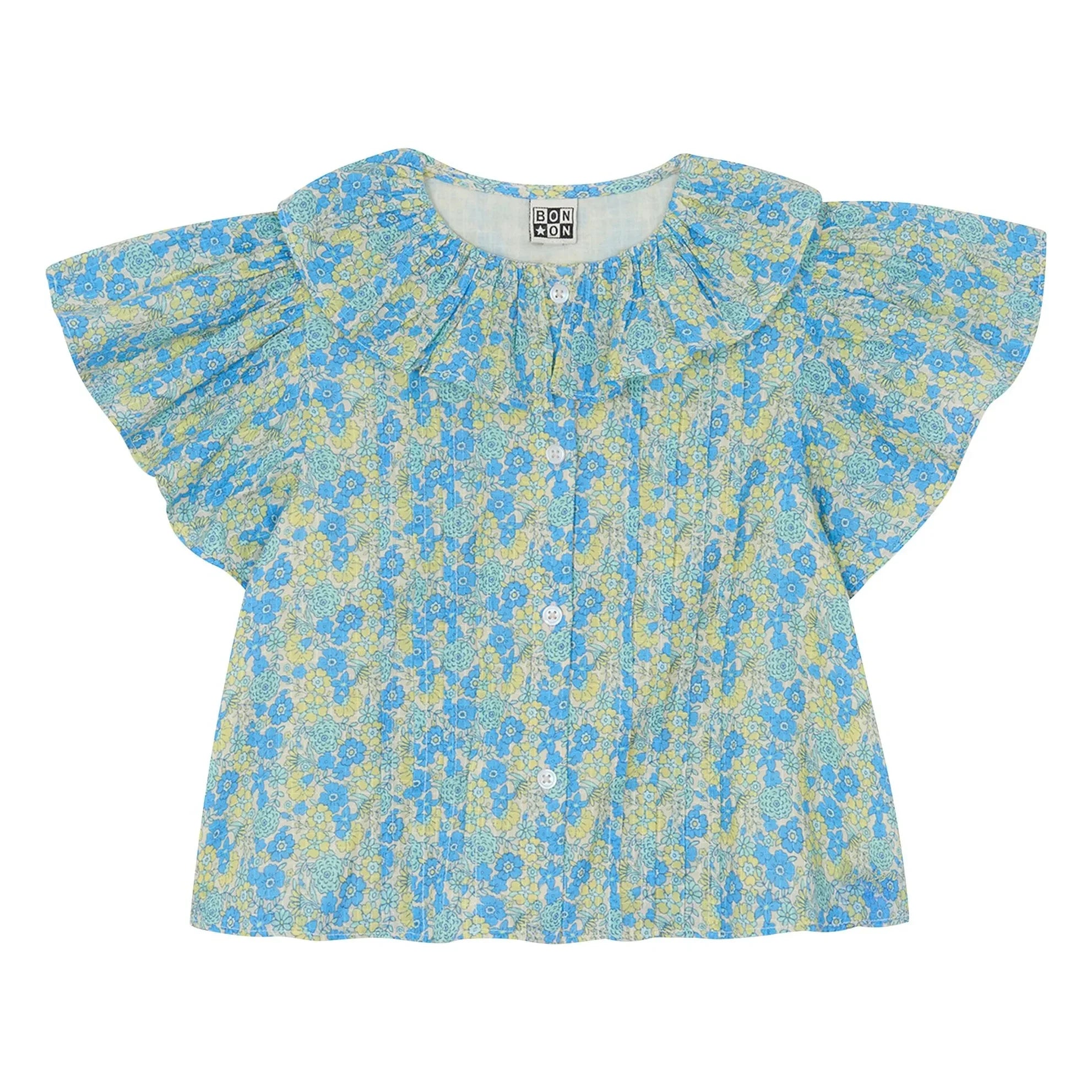 Bonton - Bluz Claudine Yaka Nancy Çiçekli | Mavi