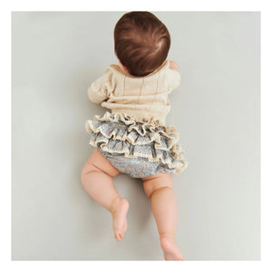 Wheat - Malvina Bio Baumwolle Geblümter Baby Kurzarm-Pullover | Ecru