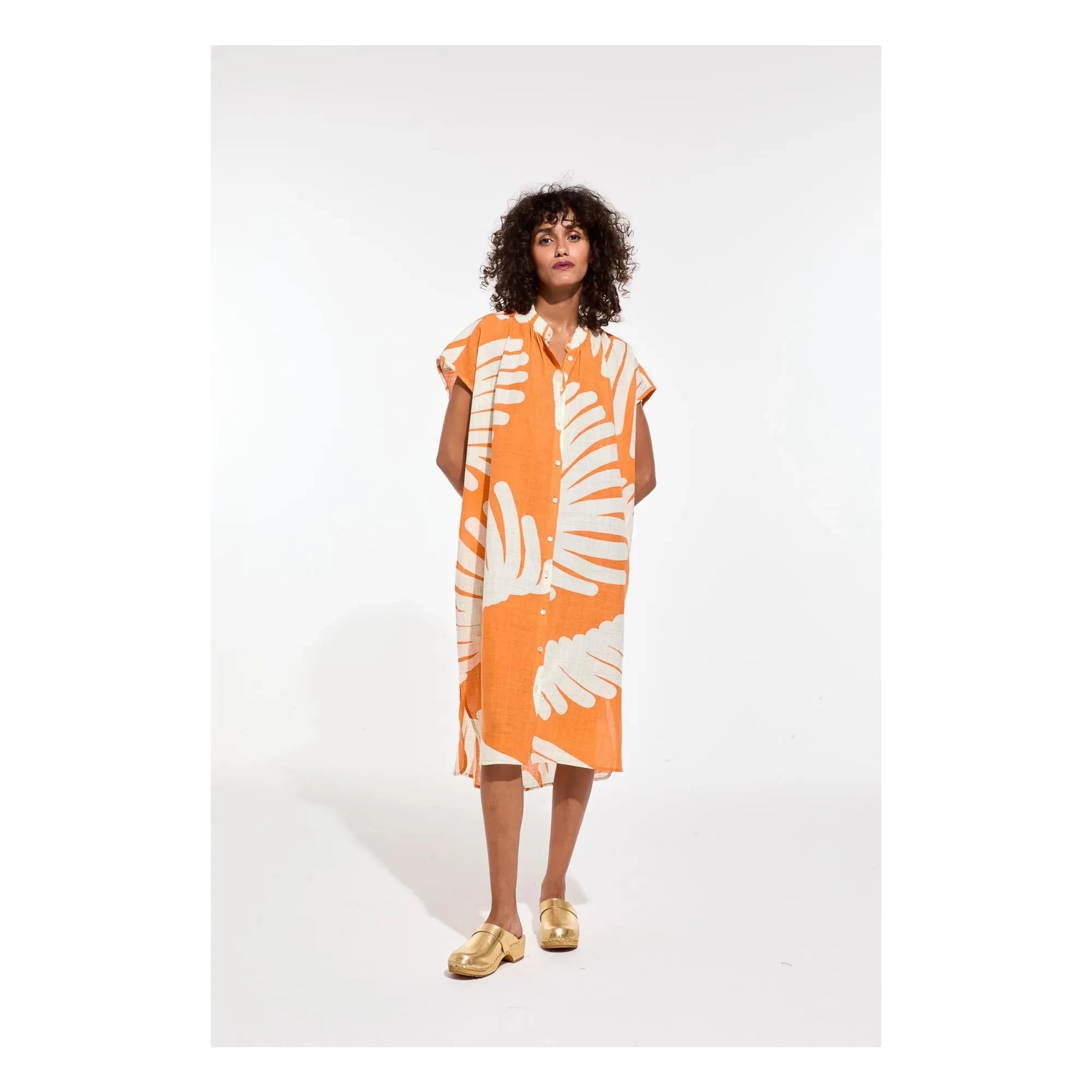Mapoésie - Alma Palme Baumwollkleid | Orange