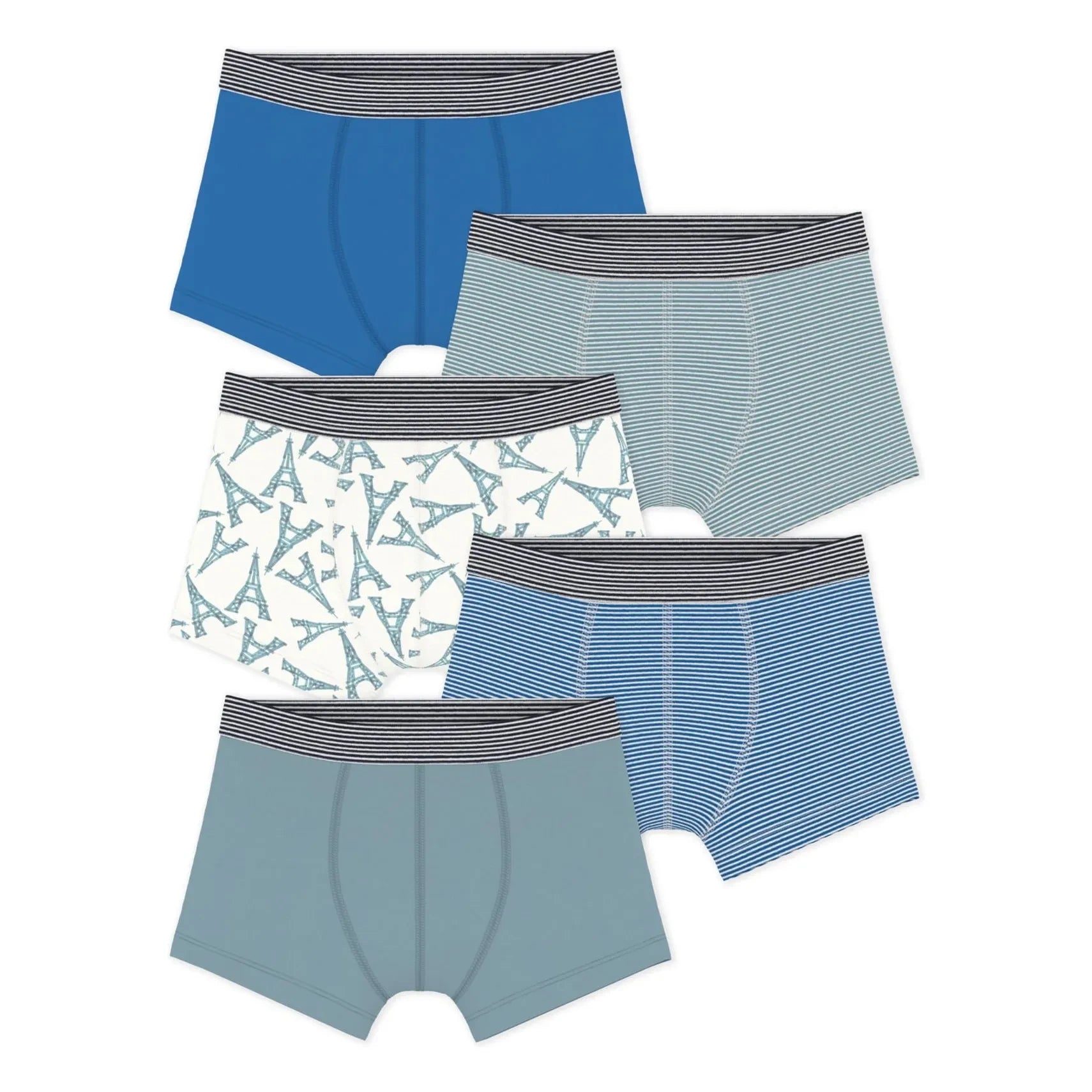 Petit Bateau - 5’li Eiffel Kulesi Boxer Seti | Mavi